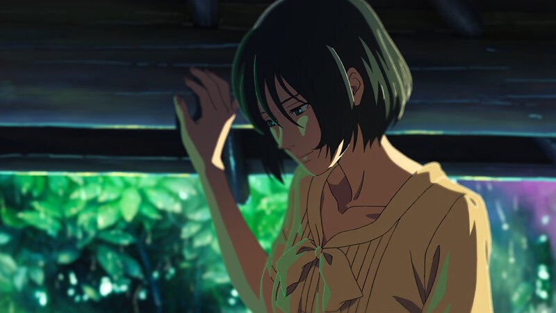 Anime Girl with Short Hair — Green, Calm
