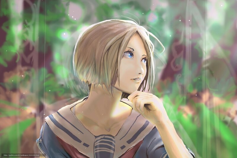 Anime Girl with Short Hair — Green, Serene