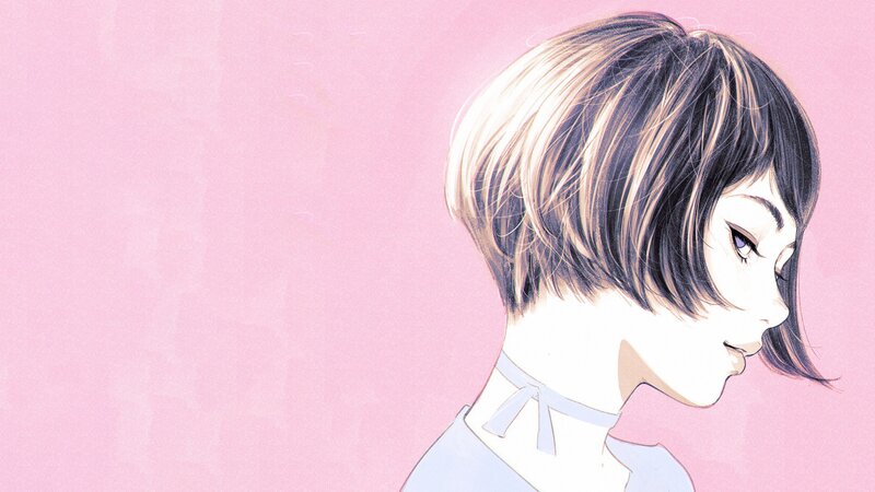 Anime Girl with Short Hair — Pink, Calm, Manga