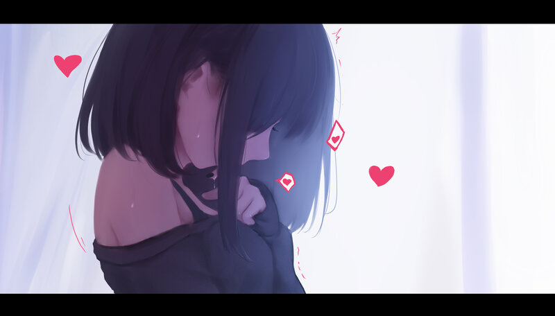Anime Girl with Short Hair — Purple, Melancholic