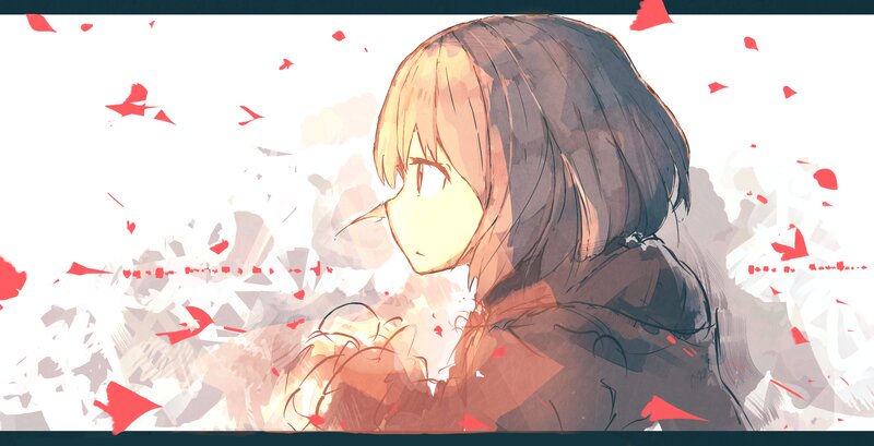 Anime Girl with Short Hair — White, Dramatic