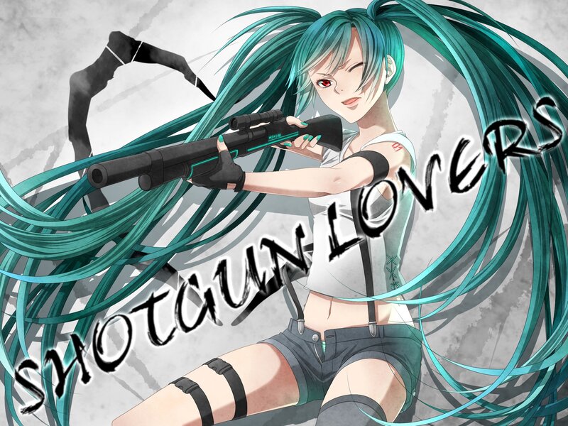 Anime Girl with Shotgun — Teal