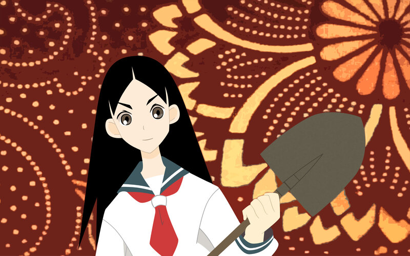 anime girl with shovel