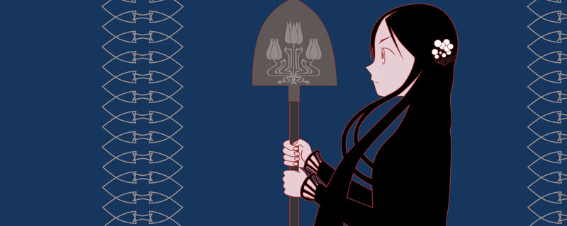 anime girl with shovel