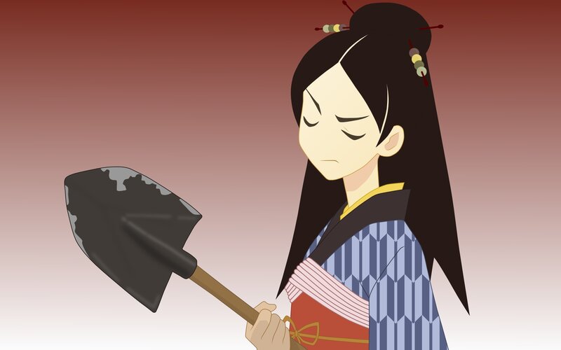 anime girl with shovel