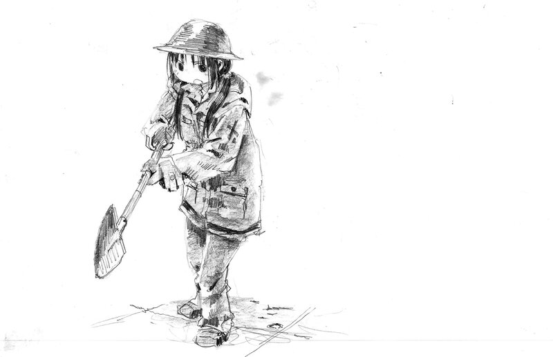 Anime Girl with Shovel — Black, Neutral