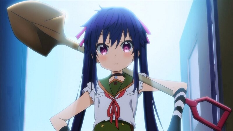Anime Girl with Shovel — Blue