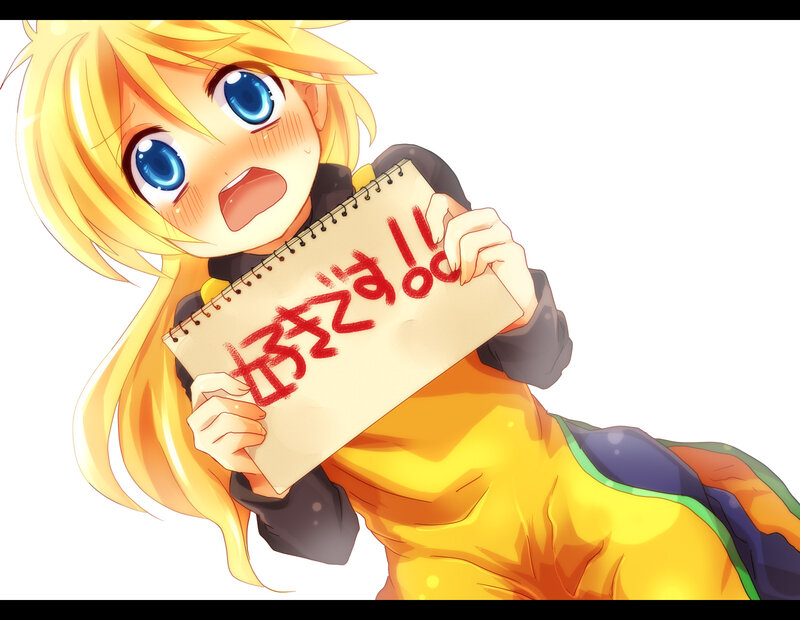 anime girl with sign