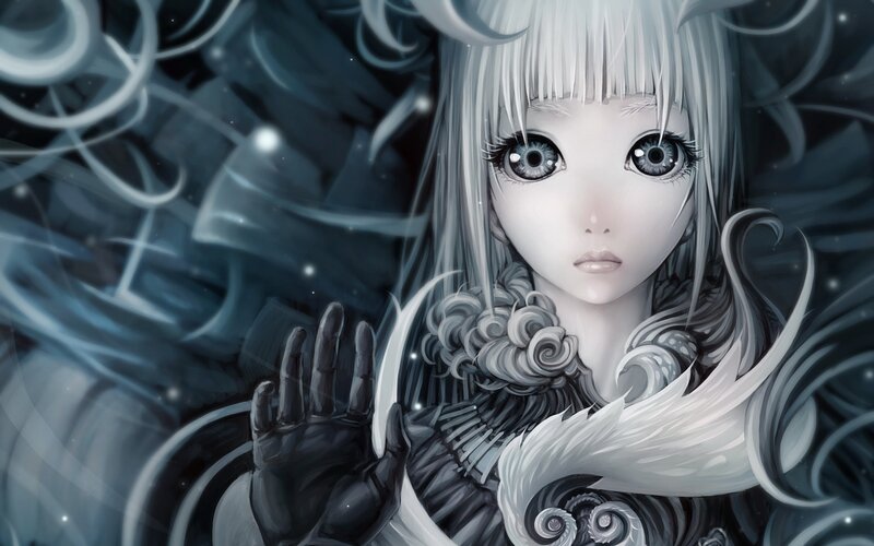 anime girl with silver hair