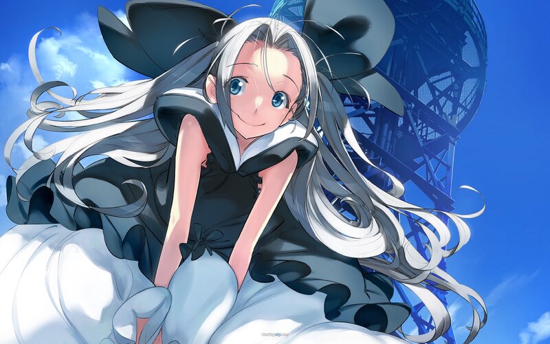 anime girl with silver hair