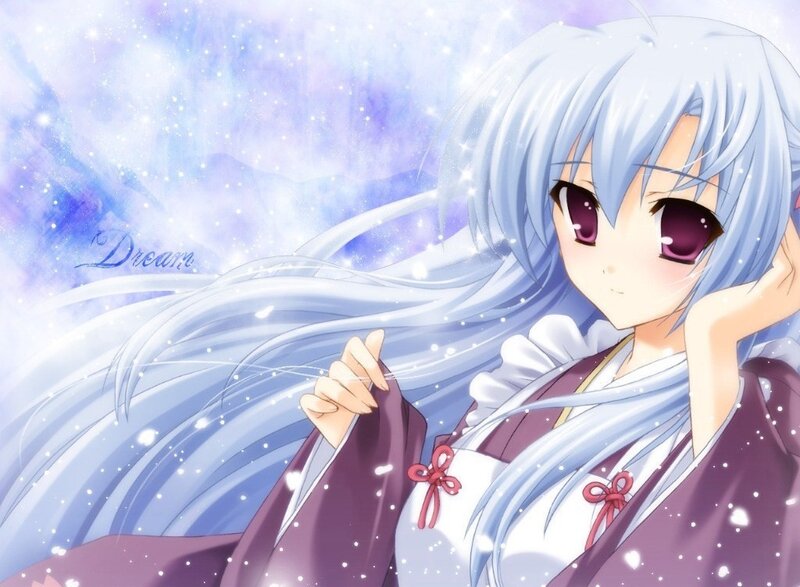 anime girl with silver hair