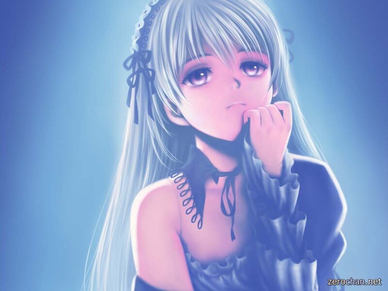 anime girl with silver hair