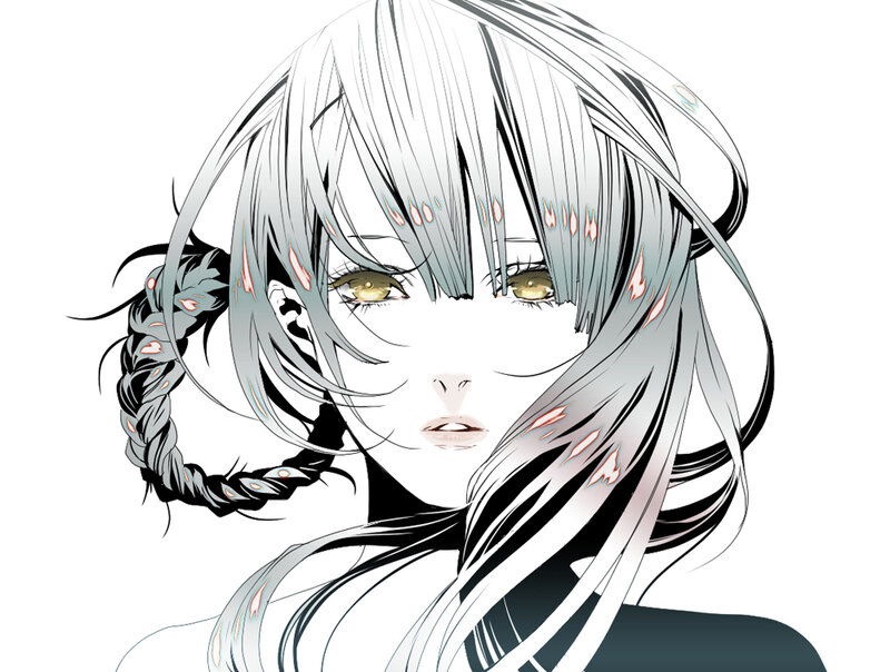 anime girl with silver hair