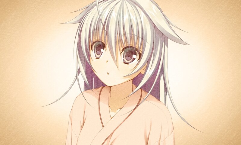 Anime Girl with Silver Hair — Beige