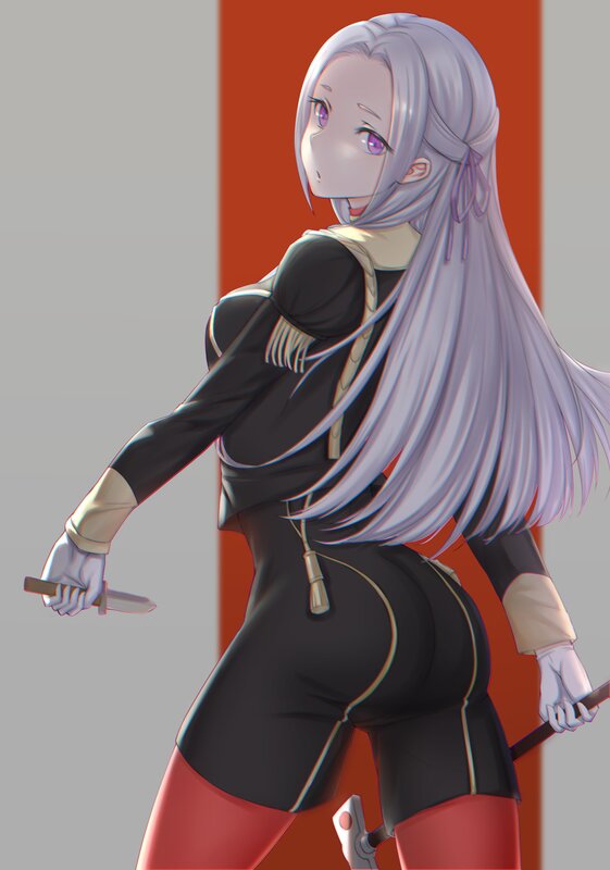 Anime Girl with Silver Hair — Black, Dramatic, Digital Art, Knife