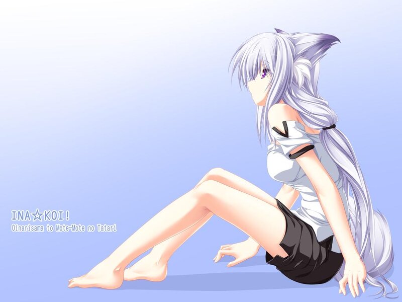 Anime Girl with Silver Hair — Blue, Calm, Cat Ears