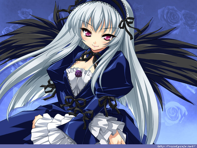 Anime Girl with Silver Hair — Blue, Calm, Digital Art