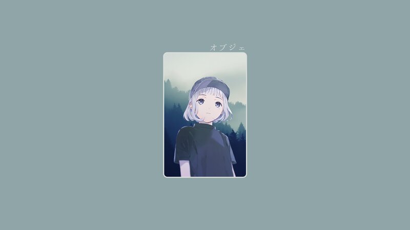 Anime Girl with Silver Hair — Blue, Calm, Night, Forest