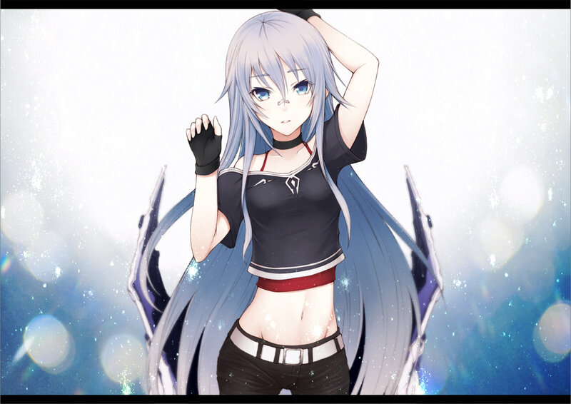 Anime Girl with Silver Hair — Blue, Dramatic, Long Hair