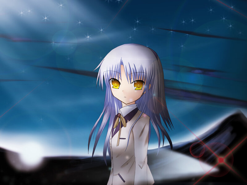Anime Girl with Silver Hair — Blue, Dramatic