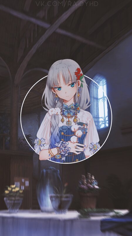 Anime Girl with Silver Hair — Blue, Serene, Digital Art
