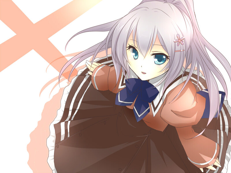 Anime Girl with Silver Hair — Brown