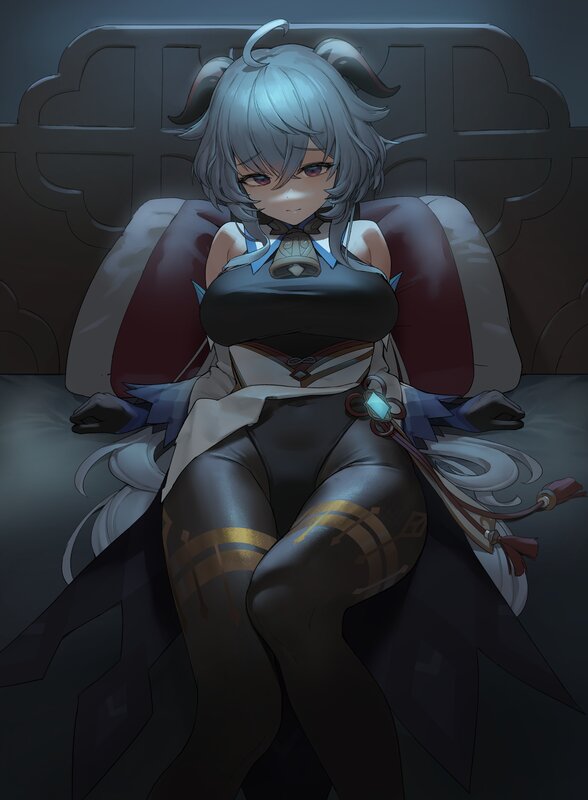 Anime Girl with Silver Hair — Gray, Calm, Night