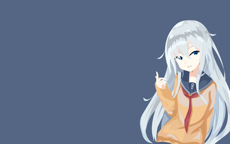 Anime Girl with Silver Hair — Gray, Calm, School Uniform