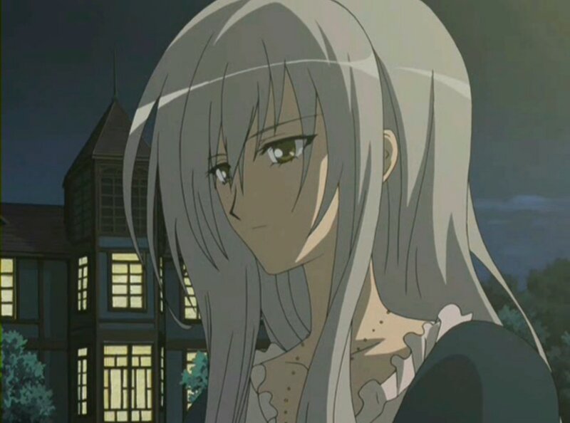Anime Girl with Silver Hair — Gray, Dramatic, Night
