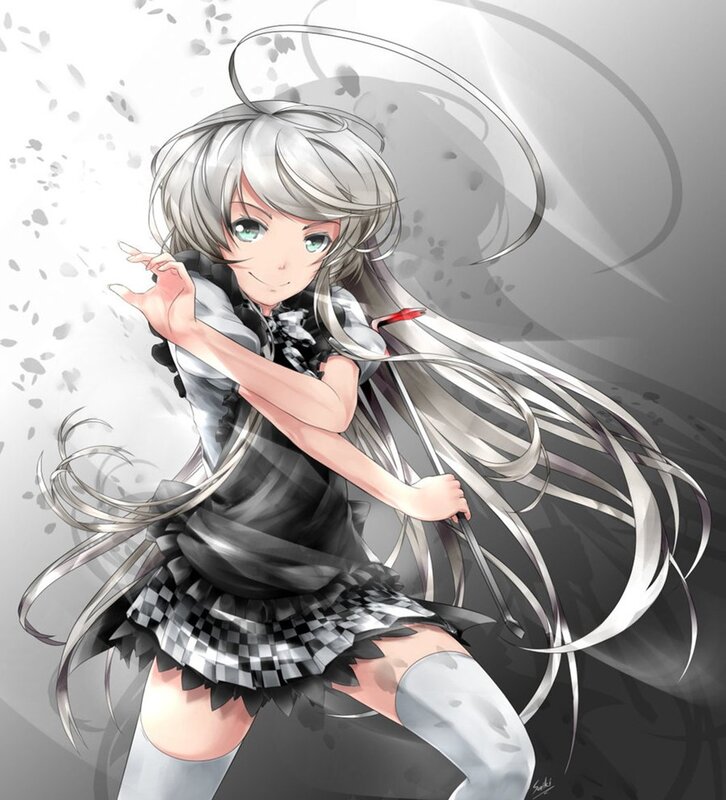 Anime Girl with Silver Hair — Gray, Dynamic