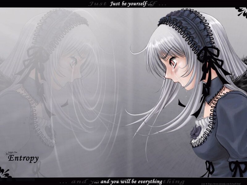 Anime Girl with Silver Hair — Gray, Melancholic