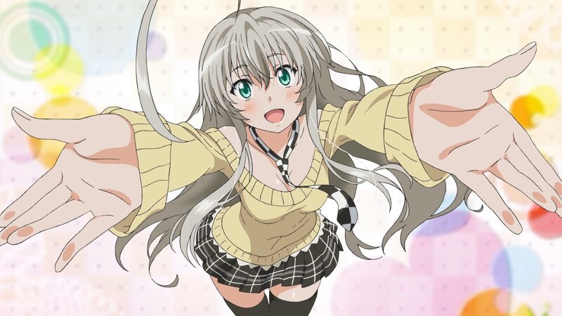 Anime Girl with Silver Hair — Gray, Playful