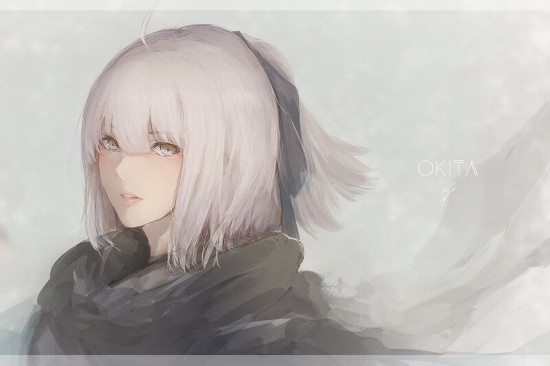 Anime Girl with Silver Hair — Gray, Serene, Digital Art