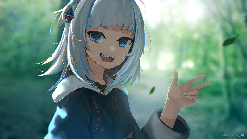 Anime Girl with Silver Hair — Green, Playful, Afternoon