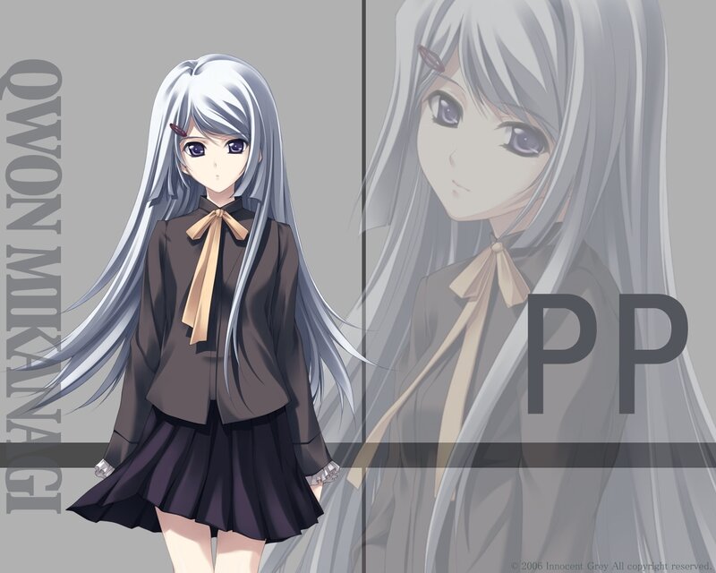 Anime Girl with Silver Hair — Grey