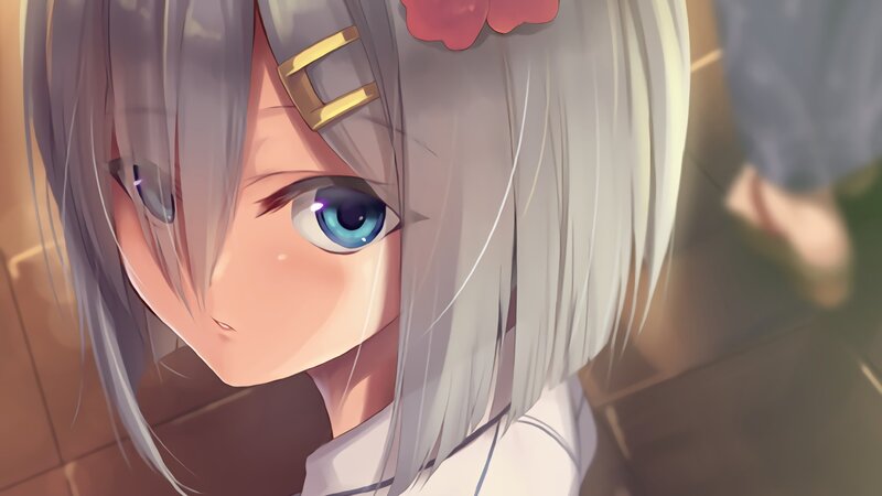 Anime Girl with Silver Hair — Melancholic, Blue Eyes