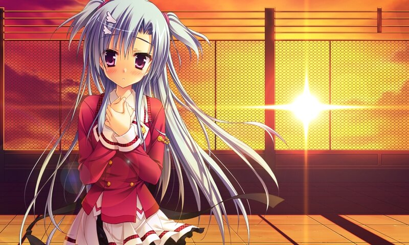 Anime Girl with Silver Hair — Orange, Dramatic