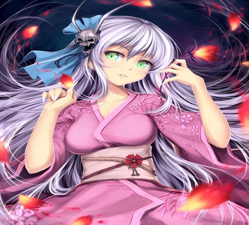 Anime Girl with Silver Hair — Pink, Dramatic