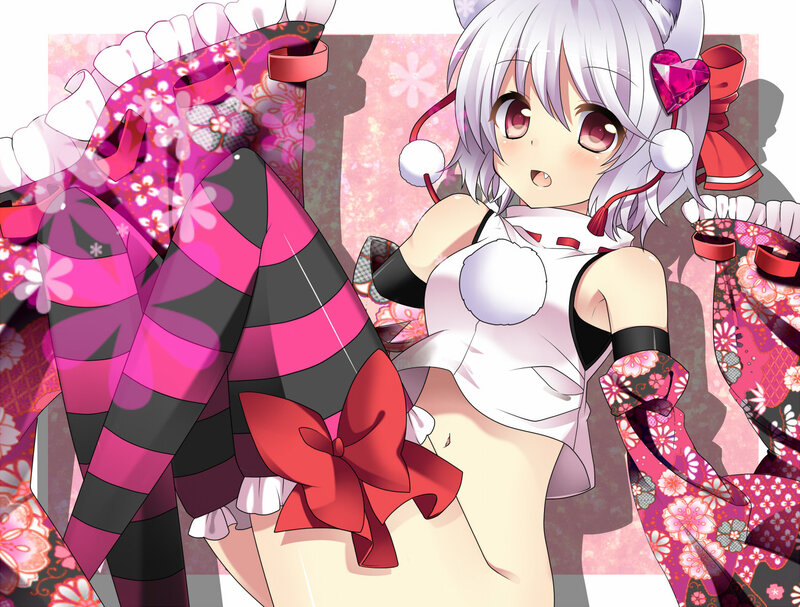 Anime Girl with Silver Hair — Pink, Playful