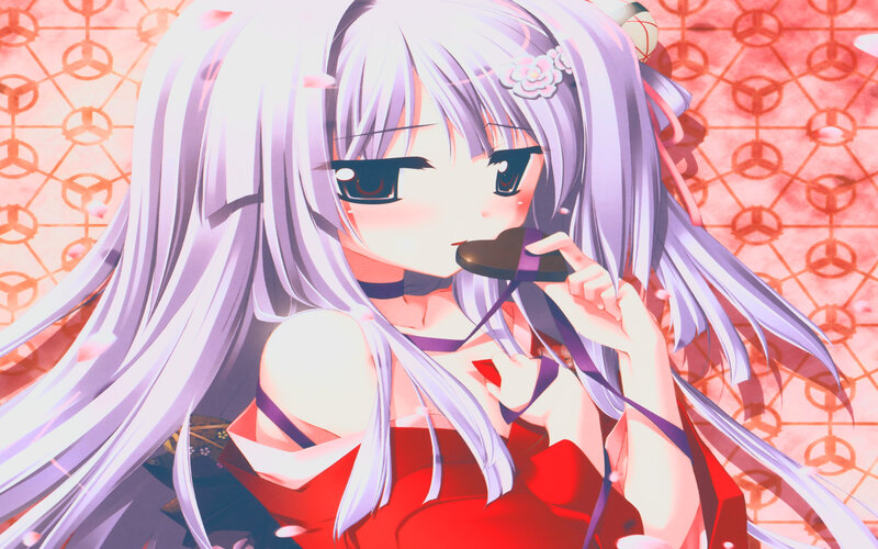 Anime Girl with Silver Hair — Purple, Calm, Spring