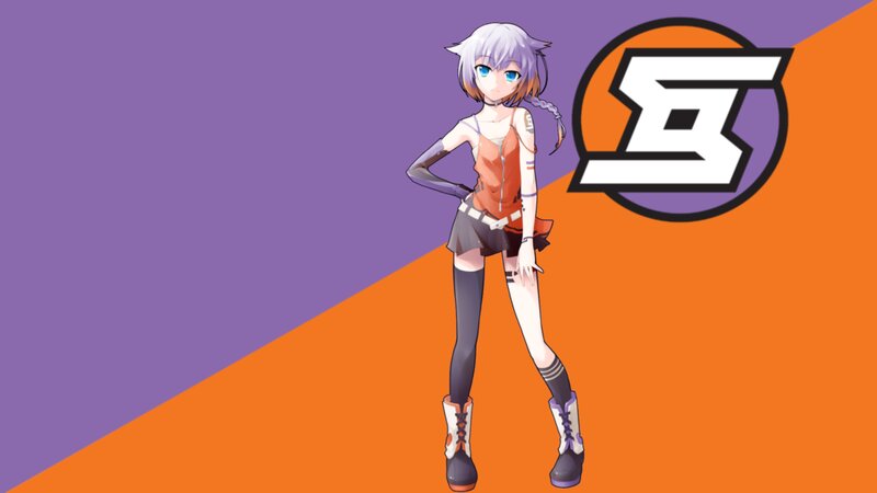 Anime Girl with Silver Hair — Purple, Confident, Logo
