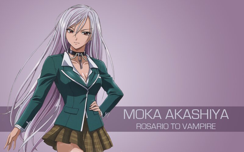 Anime Girl with Silver Hair — Purple, Confident