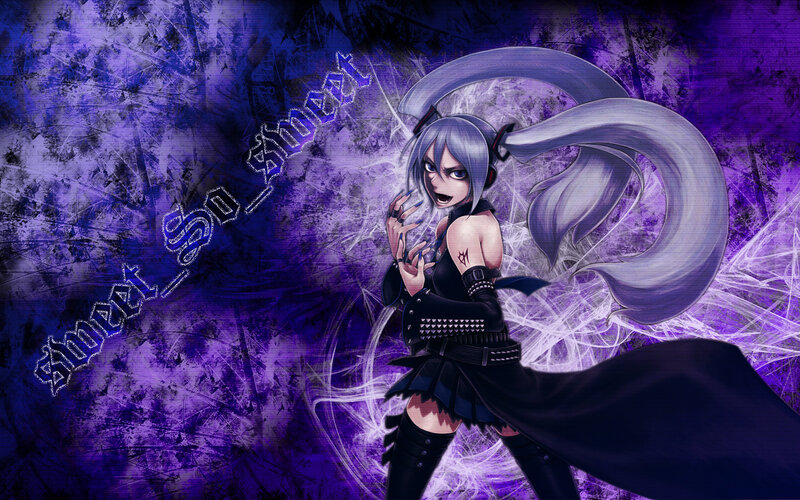 Anime Girl with Silver Hair — Purple, Dramatic, Digital Art, Long Ponytail