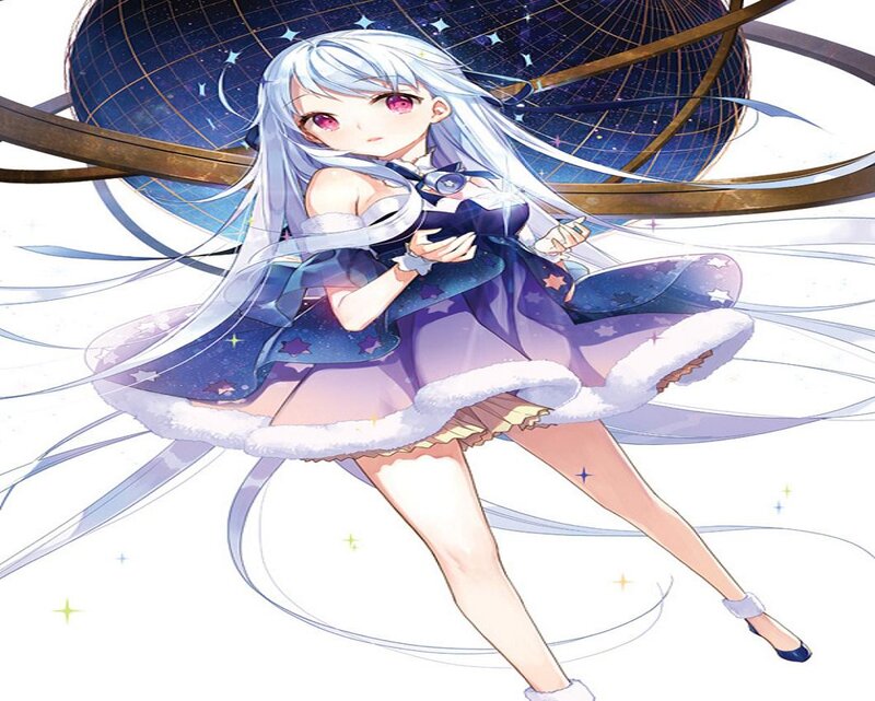 Anime Girl with Silver Hair — Purple, Dreamy, Night
