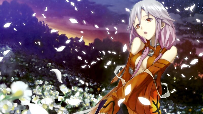 Anime Girl with Silver Hair — Purple, Serene, Night