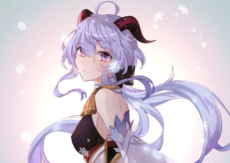 Anime Girl with Silver Hair — Purple, Serene, Winter