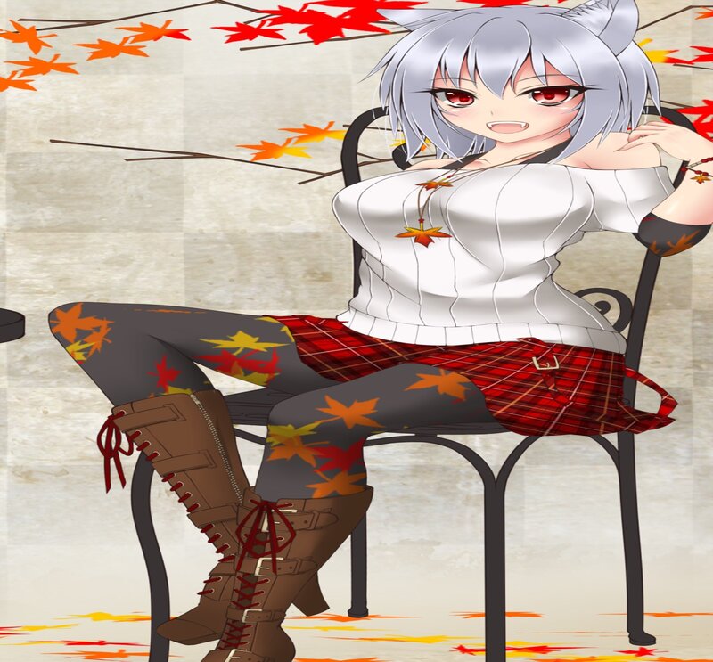 Anime Girl with Silver Hair — White, Calm, Autumn