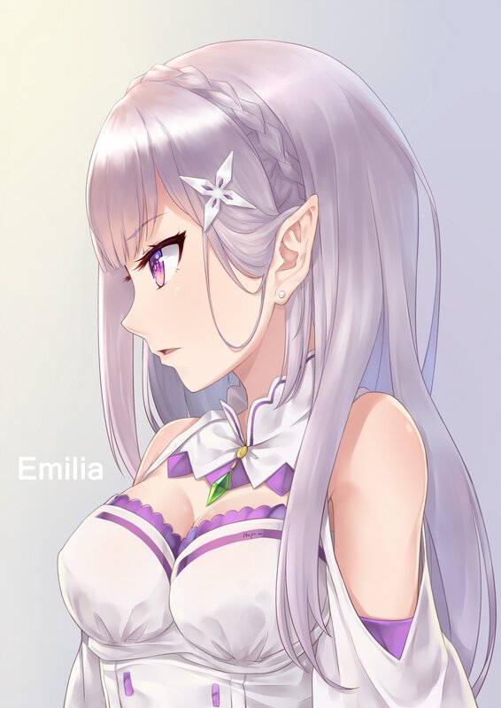 Anime Girl with Silver Hair — White, Calm, Digital Art, Elf Ears