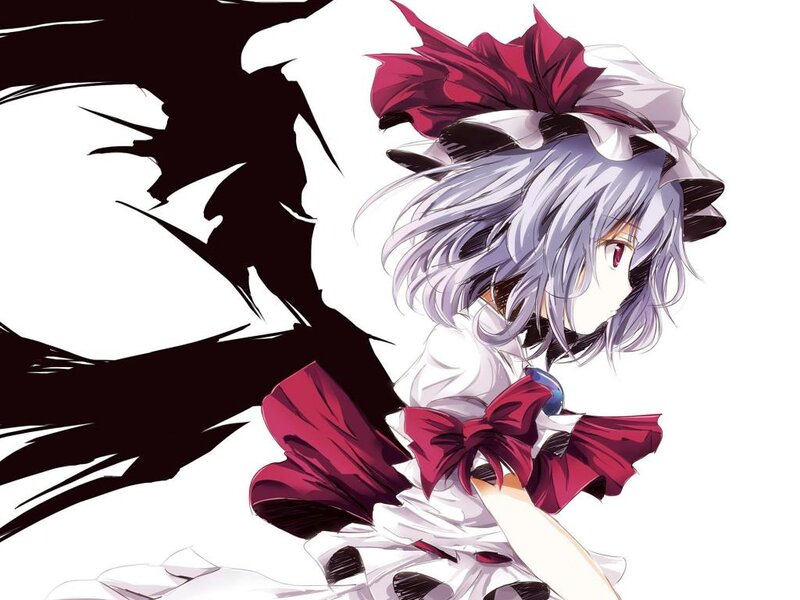 Anime Girl with Silver Hair — White, Dramatic, Red Bow