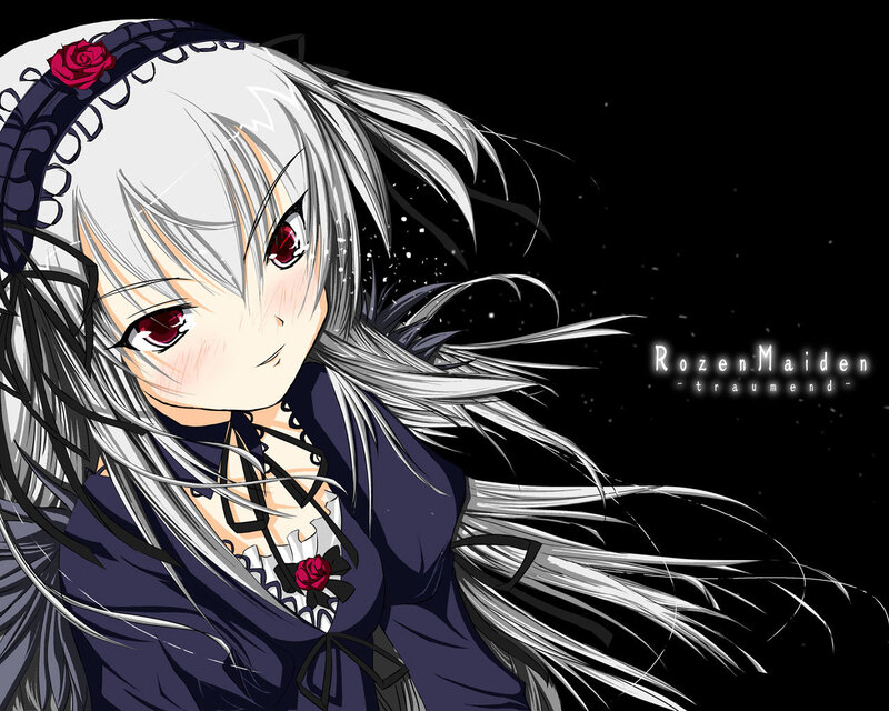 Anime Girl with Silver Hair — White, Dramatic